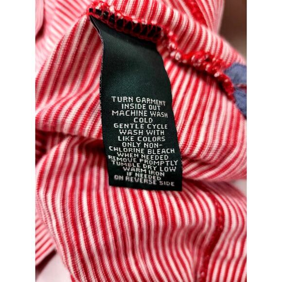 LRL Lauren Jeans Co Short Sleeve Top Nautical Red Cotton Striped Large #696 - Picture 14 of 14